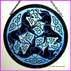Black Pictish Horses with Blue background 6